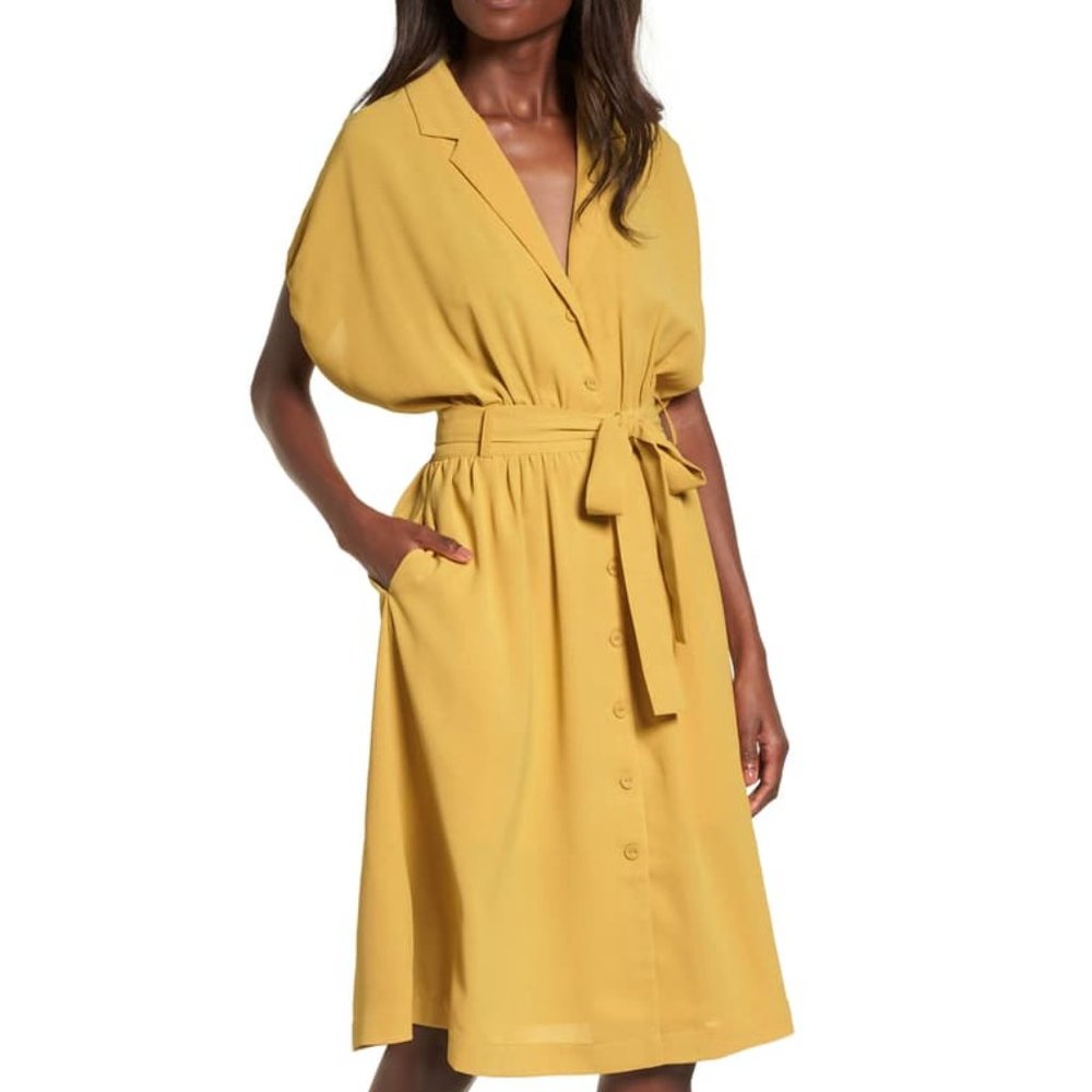 CHRISELLE X JOA 🟡 marigold cocoon sleeve midi dress